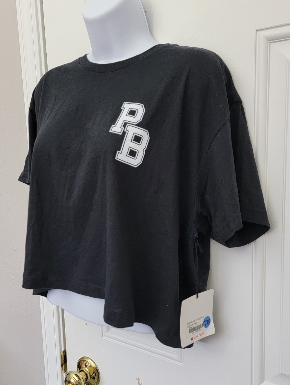 NWT Pure Barre Women's XL Black Short Sleeve Cropped T Shirt Pilates Workout - Picture 2 of 6